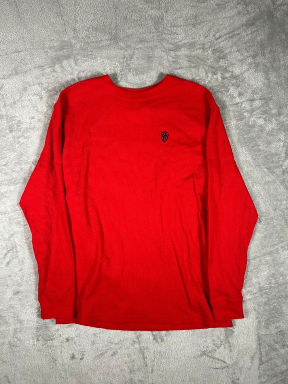 Y2K Southpole Red Thermal Waffle Knit Long Sleeve Shirt L